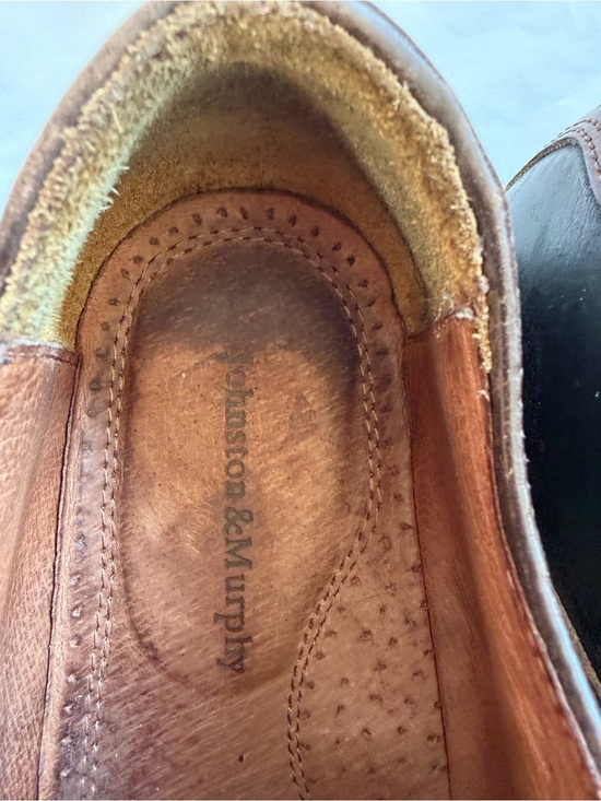 Johnston & Murphy Men’s 9M Brennan Spectator Saddle Shoes Brown Black Leather main image 5